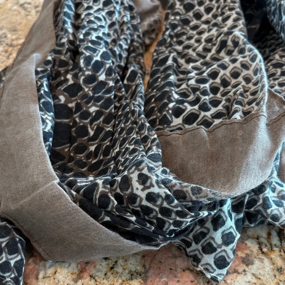 Amanda Blu Elegant Brown and Black Patterned Scarf from Recycled Materials